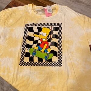 Bart Simpson Skateboard T-Shirt Tie-Dye Yellow The Simpsons new
